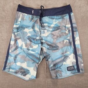 Salt Life Mens SLX QD Vapor Stretch‎ Board Shorts Swim Trunks Blue Fish 32